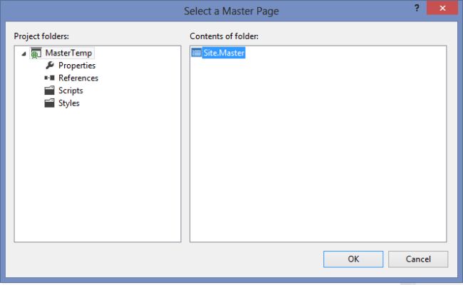 Select a Master Page 